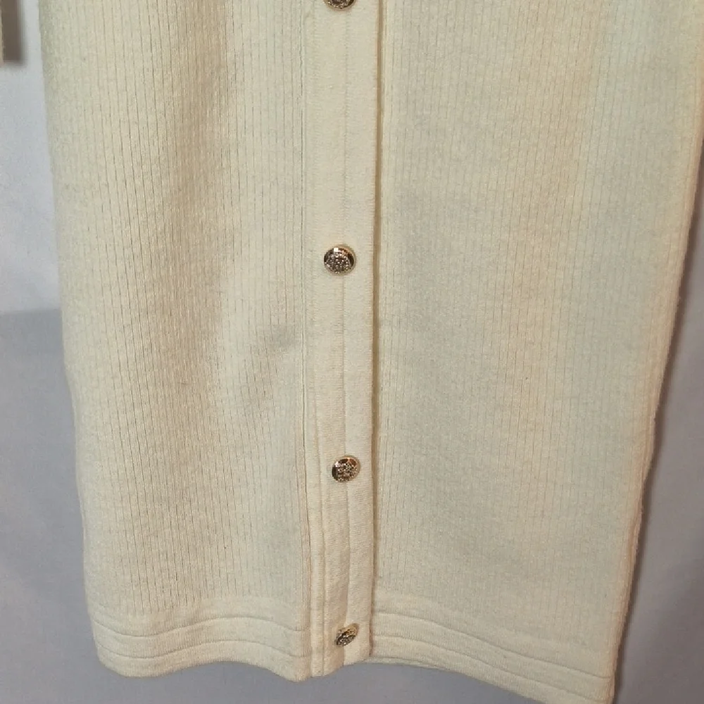 SHEIN Cream Long Sleeve Button Knit Dress Size M - Picture 7 of 9